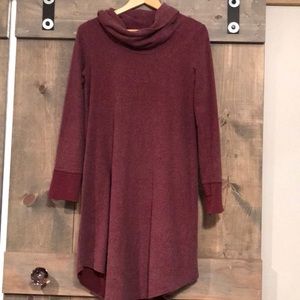 Lazy Sundays fleece sweater dress with cowlneck